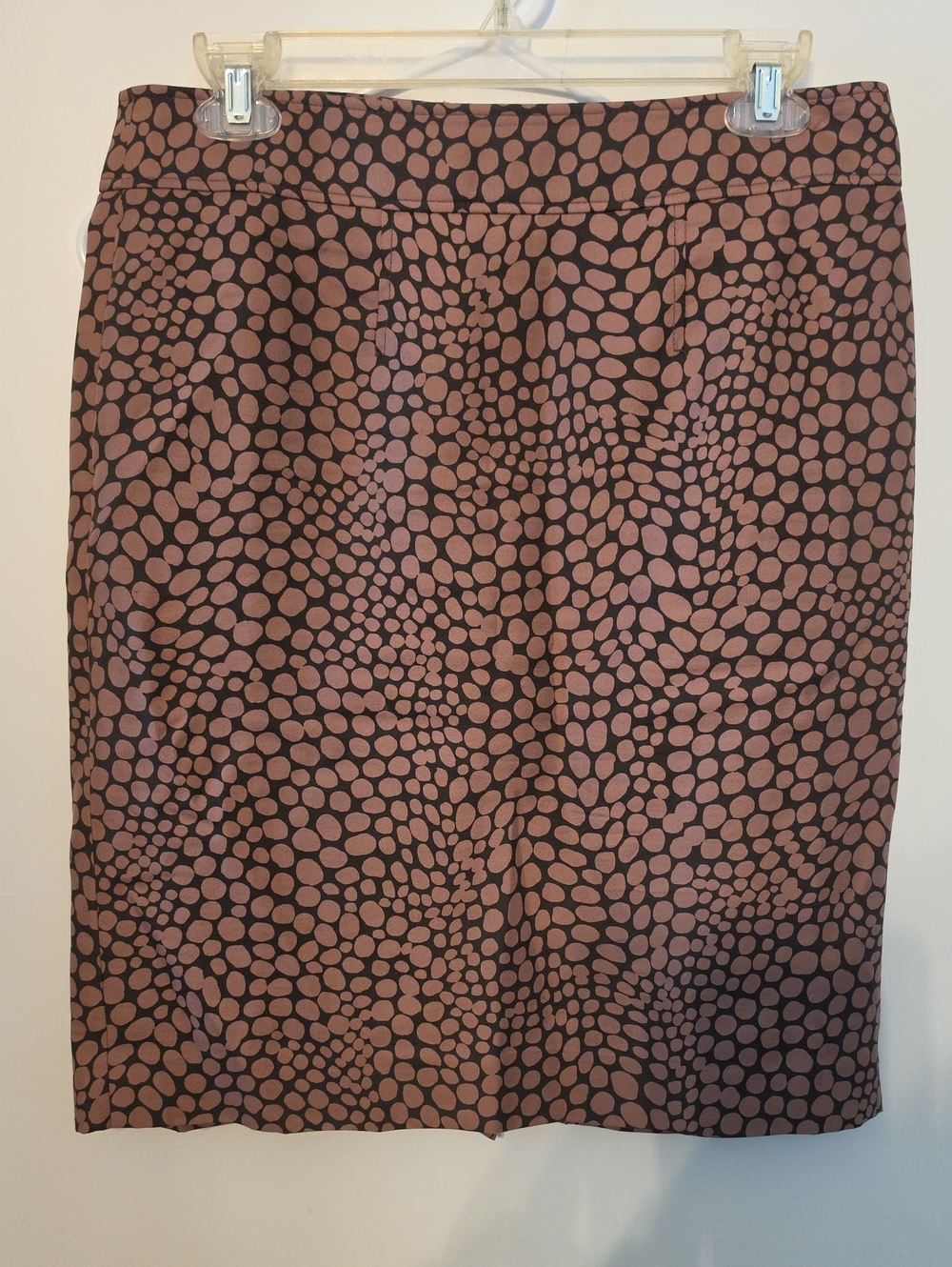 LOFT Brown and Black Dot-Print Pencil Skirt